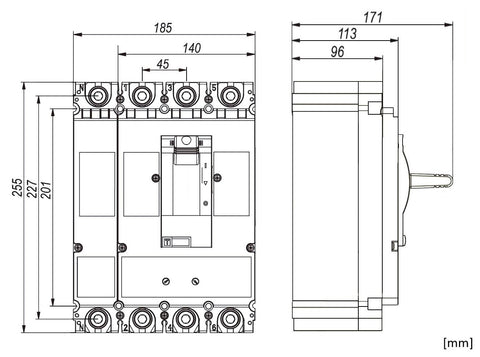Comutator de putere MX3, 4 poli, 400A