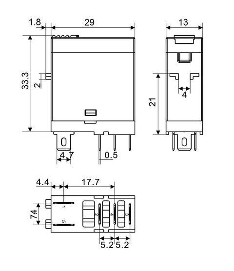Releu industrial îngust, 1CC, 24Vc.c., 10A, LED+diodă prot