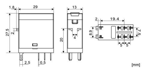 Releu industrial îngust, 2CC, 230Vc.a., 5A f glisier blocare