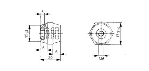 Suport electroizolant M6x20mm