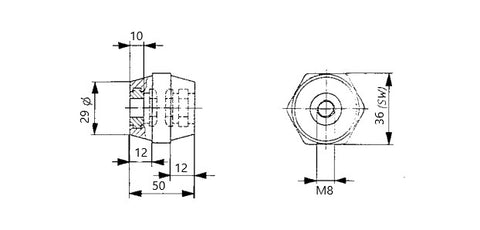 Suport electroizolant M8x50mm