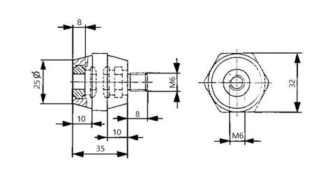 Suport electroizolant M6x35mm