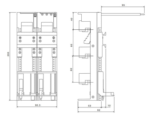 Adaptor montaj aparate modulare 25A 90mm 1sina