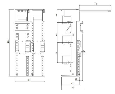 Adaptor montaj aparate modulare 25A 90mm 2sine