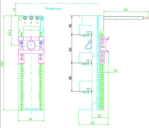 Adaptor montaj aparate modulare 63A 54mm 1sina
