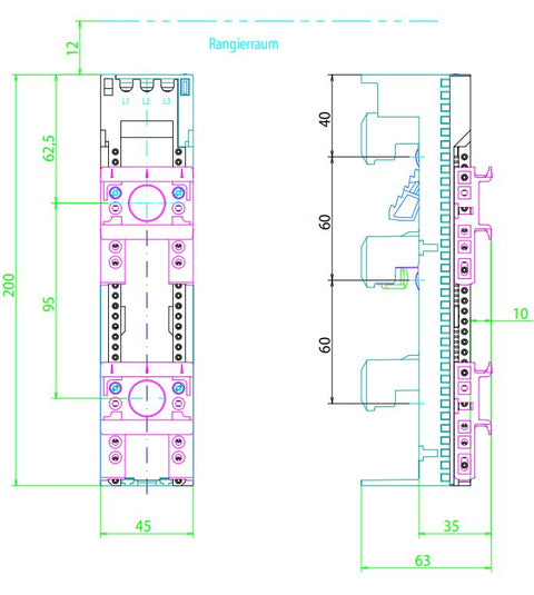 Adaptor montaj aparate modulare fara contacte 45mm 2sine