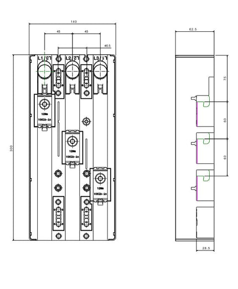 Adaptor pt. într. 580A, ABB T-max T5, Allen-Bradley 140G-K