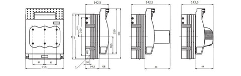 Separator mărime 3, 630 A, 3 poli, M12, pt. contrapanou
