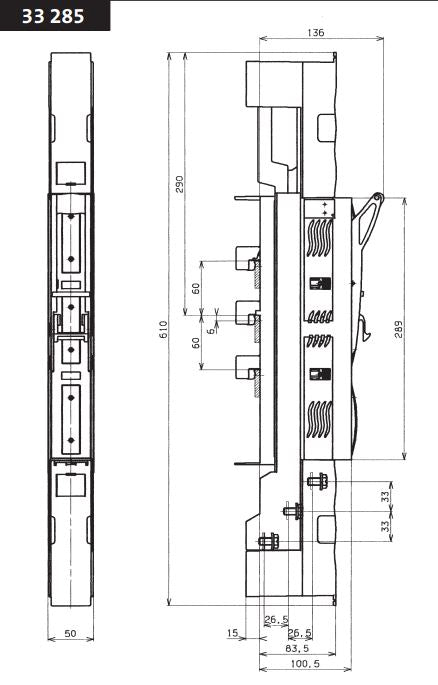 Separator pt.sigurante vertical 160A 3p +supravegherere