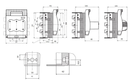 Separator pt.sigurante NH2 400A pe sistem bare 60mm