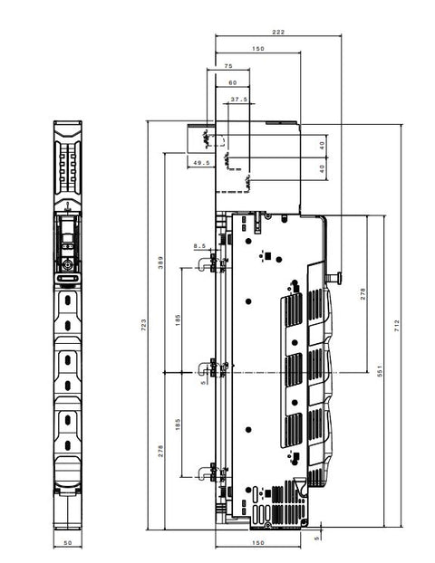 Separator cu fuzibile vertical NH00 160A, sus, M8, plat