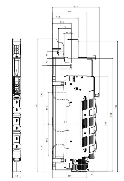 Separator cu fuzibile vertical NH00, 160A sus, M8, înalt