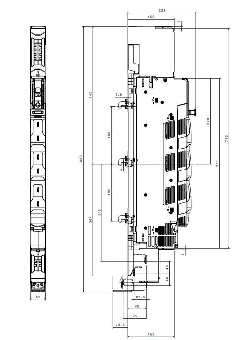 Separator cu fuzibile vertical NH00 160A, jos, M8, plat