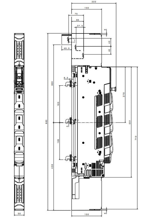 Separator cu fuzibile vertical NH00 160A, sus, M8, plat