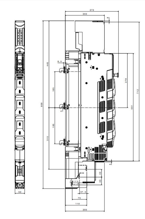 Separator cu fuzibile vertical NH00, 160A jos, M8, înalt