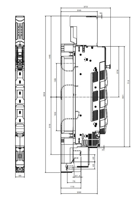 Separator cu fuzibile vertical NH00, 160A jos, M8, înalt