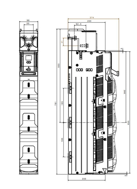 Separator cu fuzibile vertical 3 poli, NH 1, 250A sus, M12
