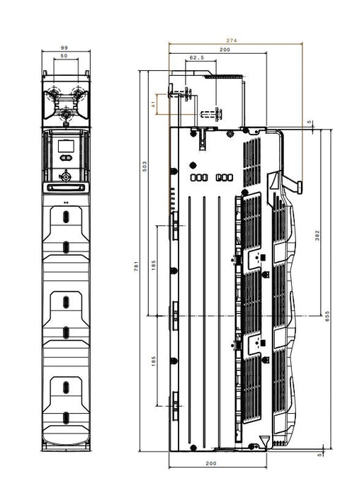 Separator cu fuzibile vertical 3 poli, NH 2, 400A sus, M12
