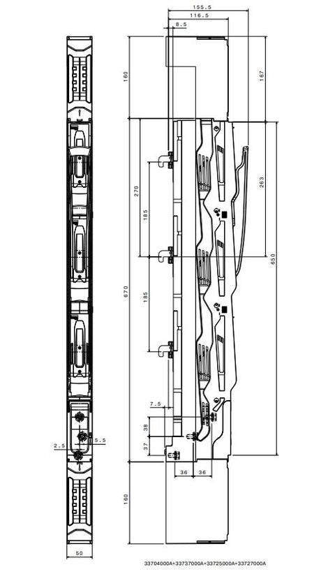 Separator măr. NH00, 3p,160A, M8, ver. plată, pt. sist 185mm
