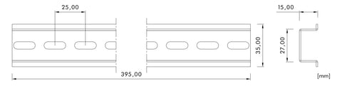 Şină DIN pt. WSA Î=15mm pentru cutii cu laţimi de 500mm