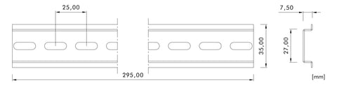 Şină DIN pt. WSA Î=7,5mm pentru cutii cu laţimi de 400mm