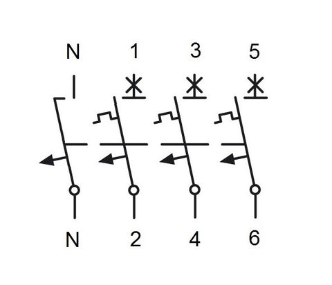 Întreruptor automat modular (MCB) AMPARO 6kA, C 6A, 3P+N