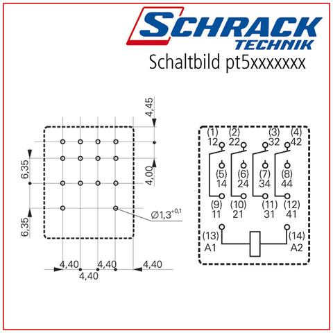 Releu PT 6A 4C 24VDC +LED contacteAu