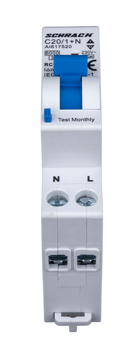 Întreruptor automat+dif., Tip A, C 20/003A,1+N un modul, 6kA