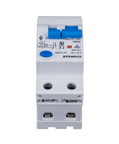 Întreruptor automat+dif.1+N, AMPARO 10kA, C 6A, 30mA, Tip A
