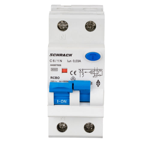 Întreruptor automat+dif. 1P+N, AMPARO 6kA, C 6A, 30mA, tip A