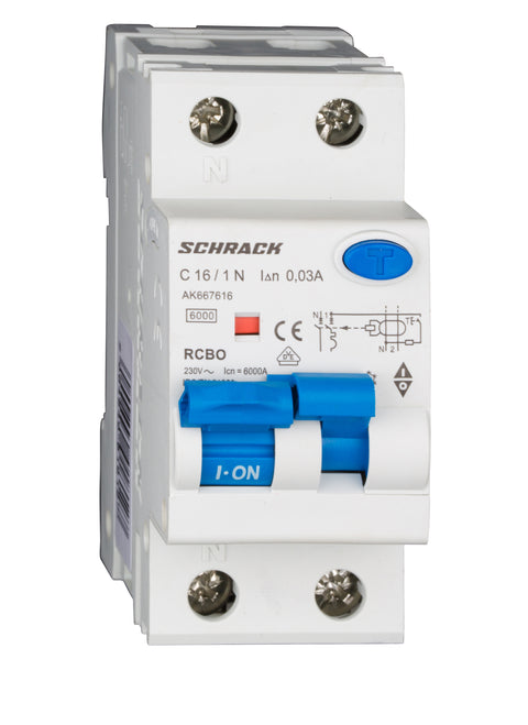 Întreruptor automat+dif. 1P+N, AMPARO 6kA, C 16A, 30mA,tip A