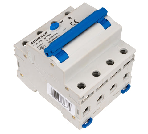 Întreruptor automat+dif. 3+N, AMPARO 6kA, C 16A, 30mA,tip A