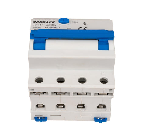 Întreruptor automat+dif. 3+N, AMPARO 6kA, C 25A, 30mA,tip A