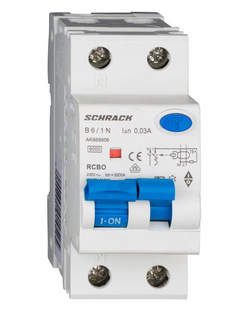 Întreruptor automat+dif. 1P+N, AMPARO 6kA, B 6A, 30mA, tip A