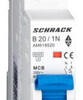 Întreruptor automat modular AMPARO, 6kA, B 20A, 1P+N, 1UH