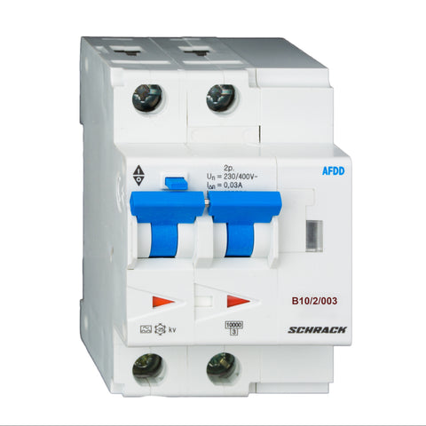 AFDD, seria Lisa, B 10 A, 2 poli, 30 mA, A/cu temp., 10 kA