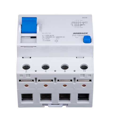 Întreruptor diferential 125A, 4-poli, 100mA, tip AC