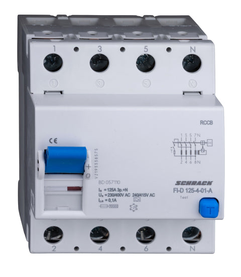 Întreruptor diferential 125A, 4-poli, 100mA, tip A (puls)