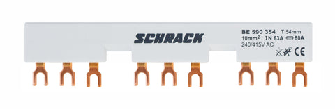 Baretă furcă pentru 3xBE5 + contact auxiliar, 54mm, 63A,