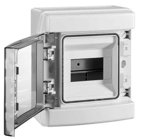 Dulap distrib. apl. IP65, 6UH pe 1 rând, cu uşă transparentă