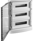 Distribution Board 3-row, 54MW, IP65, transparent door