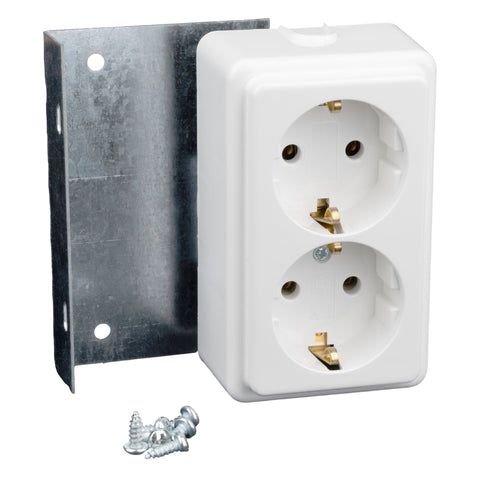 Set prize duble 16A, 250V c.a., cu sistem de montaj