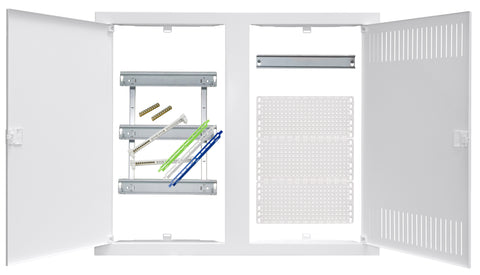 Media combi-enclosure frame and doors, horizontal 3-rows