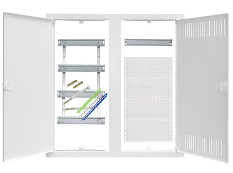 Media combi-enclosure frame and doors, horizontal 4-rows
