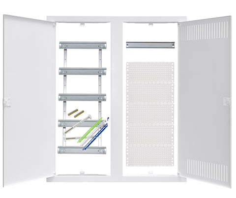 Media combi-enclosure frame and doors, horizontal 5-rows
