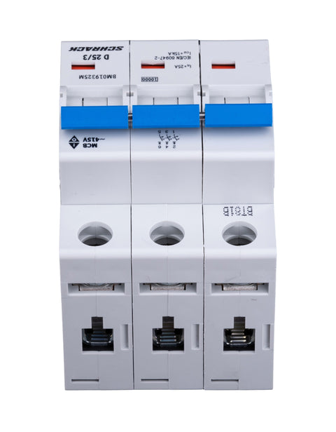 Miniature Circuit Breaker (MCB) D, 25A, 3-pole, 10kA, 40° C