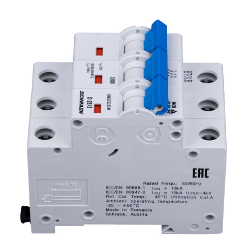 Miniature Circuit Breaker (MCB) D, 25A, 3-pole, 10kA, 40° C