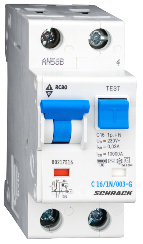 Întreruptor automat+diferenţial, C16/30mA,10kA,tip AC/G,1P+N
