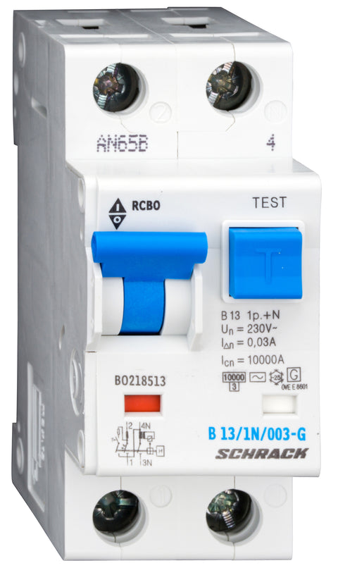 Întreruptor automat+diferenţial, B13/30mA,10kA,tip AC/G,1P+N