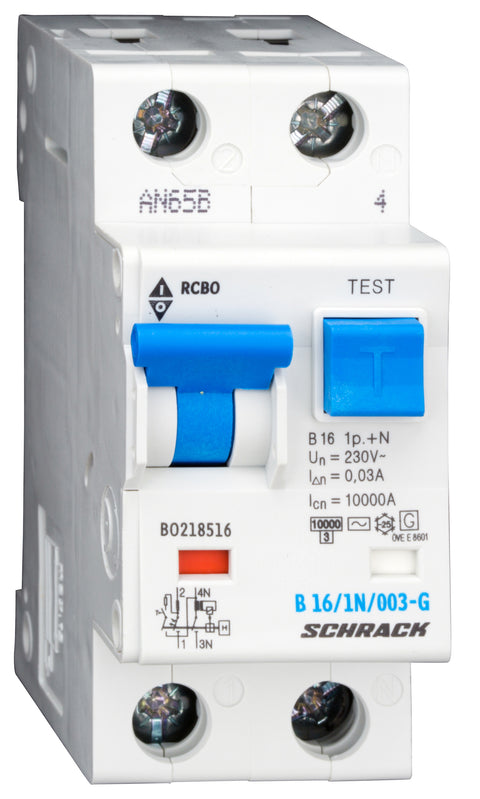 Întreruptor automat+diferenţial, B16/30mA,10kA,tip AC/G,1P+N